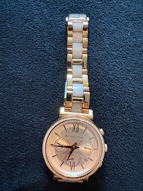 Michael Kors MK6598 Ritz Chronograph Two-Tone Rose Gold Link Bracelet Watch nwot